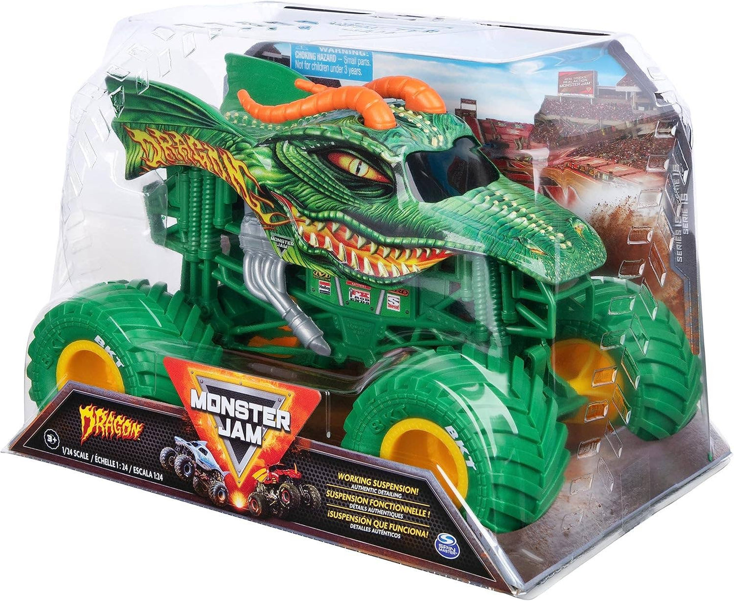 Monster Jam Dragon Monster Truck Die-Cast Vehicle, 1:24 Scale