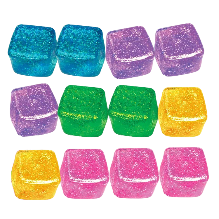Fun Doh Squish & Squeeze Sparkle Cube Fidget Toy- 12/Display