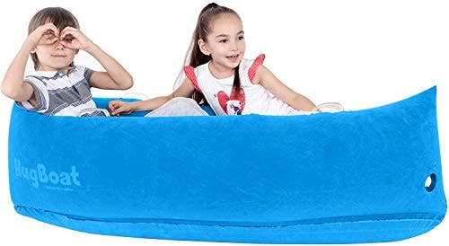 Inflatable HugBoat - Calming Cozy Boat Deep Pressure, Soft Vinyl, Blue 60"