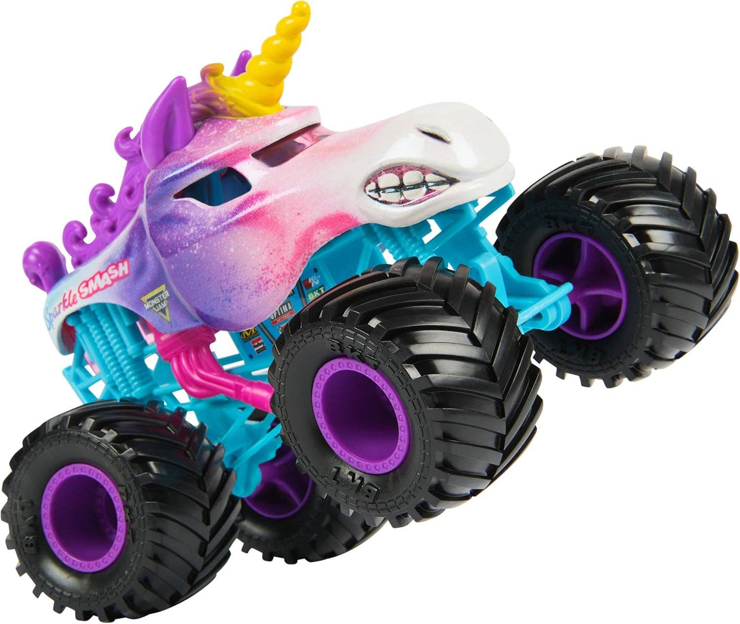 Monster Jam, Official Sparkle Smash Monster Truck, Collector Die-Cast Vehicle, 1:24 Scale, Kids Toys for Boys and Girls Ages 3 and up