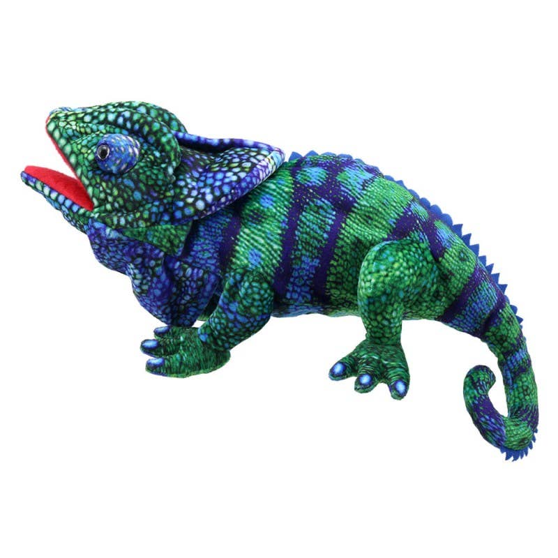 Large Chameleon Hand Puppet - Blue/Green
