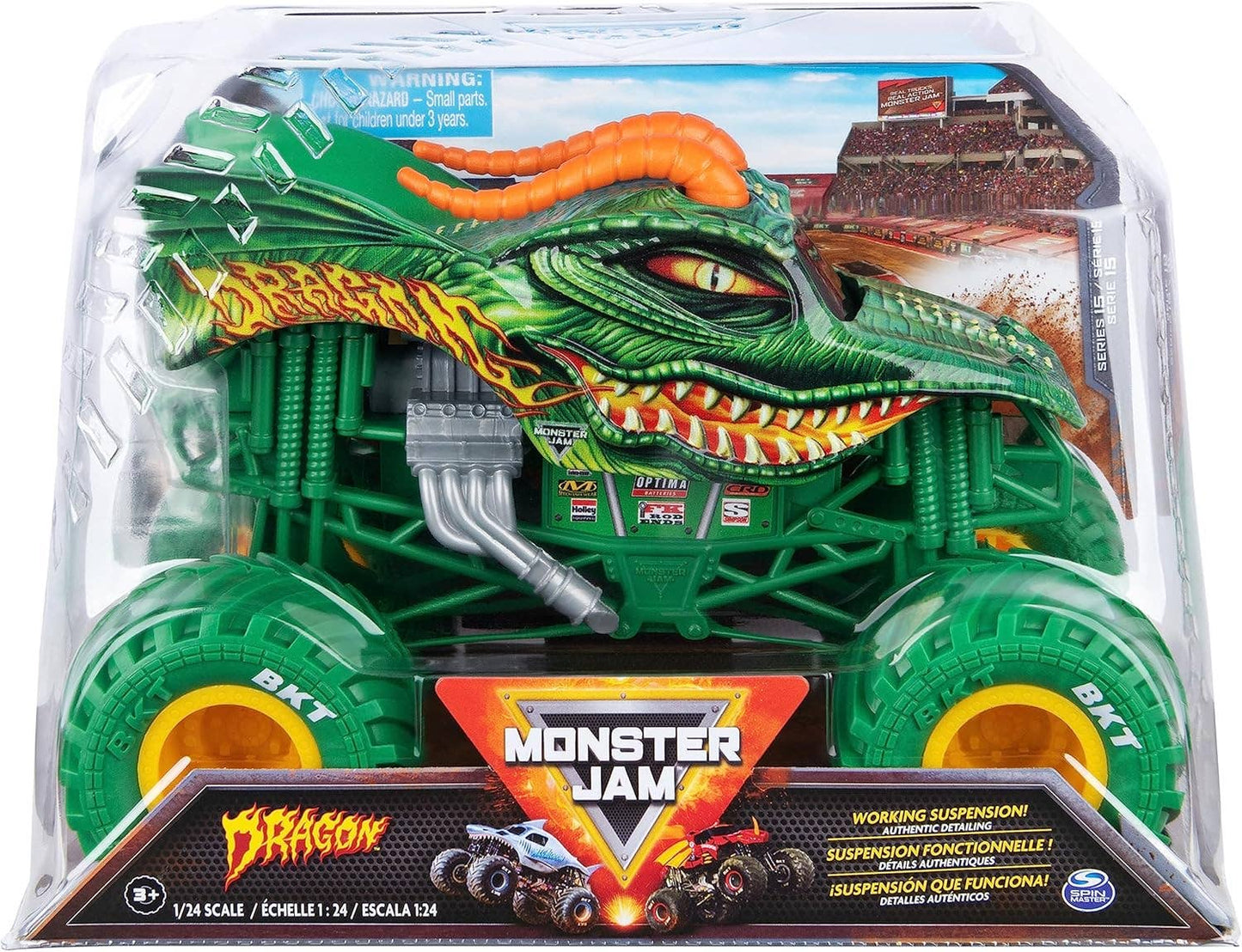 Monster Jam Dragon Monster Truck Die-Cast Vehicle, 1:24 Scale