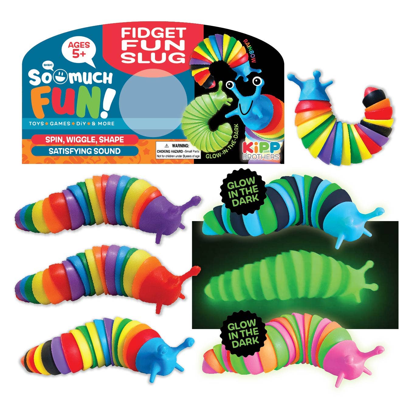 So Much Fun! Sensory Slug Fidget Toy Assortment - 12/Display