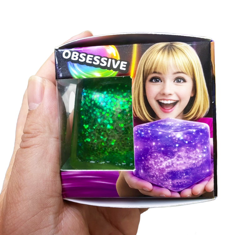 Fun Doh Squish & Squeeze Sparkle Cube Fidget Toy- 12/Display